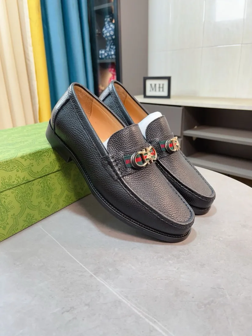 Men's Men's Shoes 💰458🌹🌹【GUCCI】The most popular classic Gucci leather shoes. Synchronized with the official website, the upper is made of Italian first-layer cowhide ➕cowhide lining, with unique brand and unique craftsmanship. Highlighting the hot style of the new year. Stop hesitating, stop wandering, get it now. Number: 38--44
